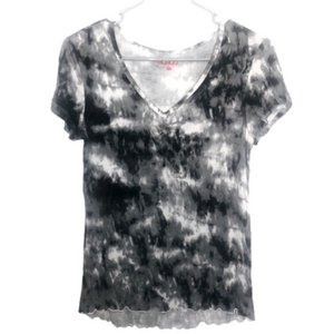 BONGO Gray & White Tye-Dye Blouse